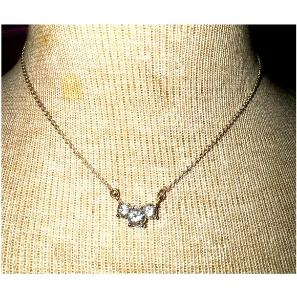 -NECKLACE WOMEN Trinity Necklace Silver With 3 Sparkling CZs 16” Length - Picture 1 of 12